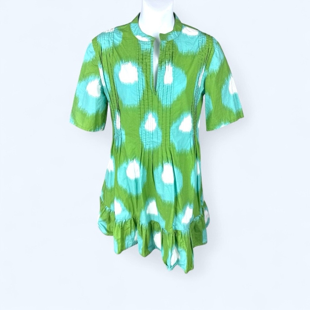 Boo Gemes Chelsea dress in size XSmall  green ikat turquoise blue mini‎ dress